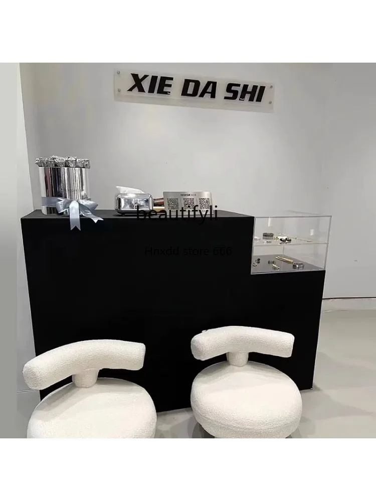 Customized Milai Paint Simple Beauty Salon Bar Acrylic Front Desk Nail Salon Cashier Clothing Store Customized Reception Desk