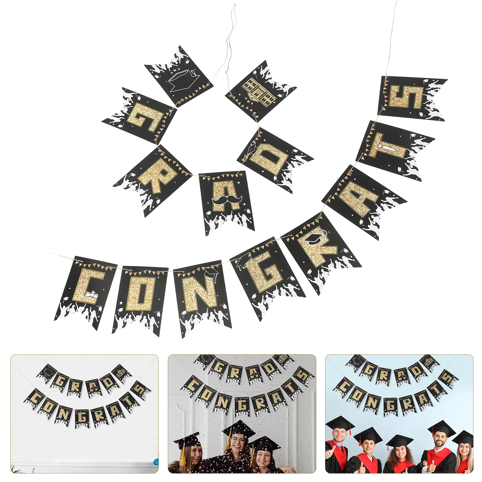 

2024 Graduation Fish Tail Flag Decoration Party Wall Hanging Bunting Banner Photography Prop Grad Decor Wall Hanging Background