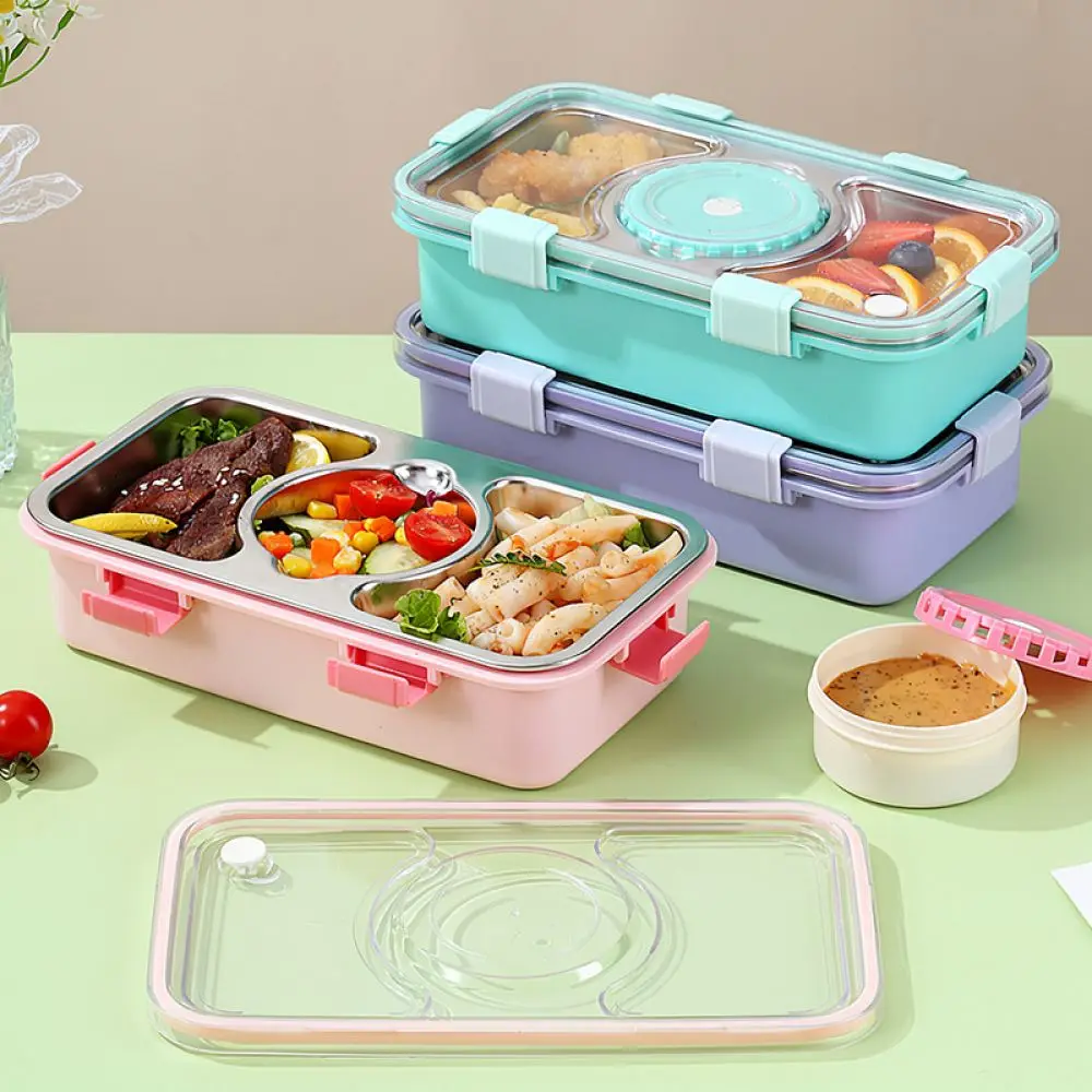 High Quality Stainless Steel Bento Box For Lisheng Four Compartment Food Organizer Insulated Lunch Case Travel Picnic Gear