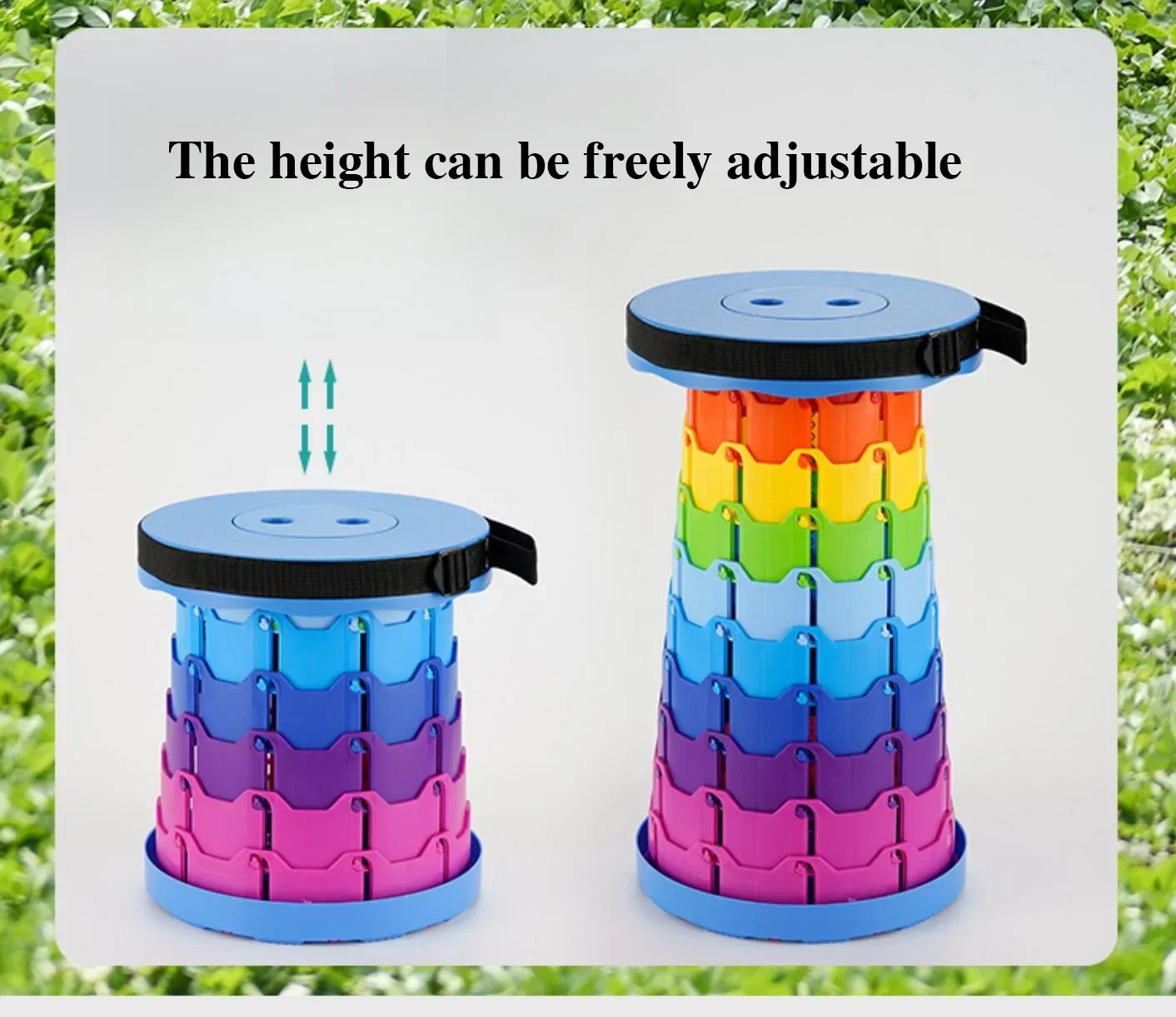 Folding Stool Heavy Duty Collapsible Telescoping Stool with Load Capacity 400lbs, Portable Retractable Stool for Camping Fishing