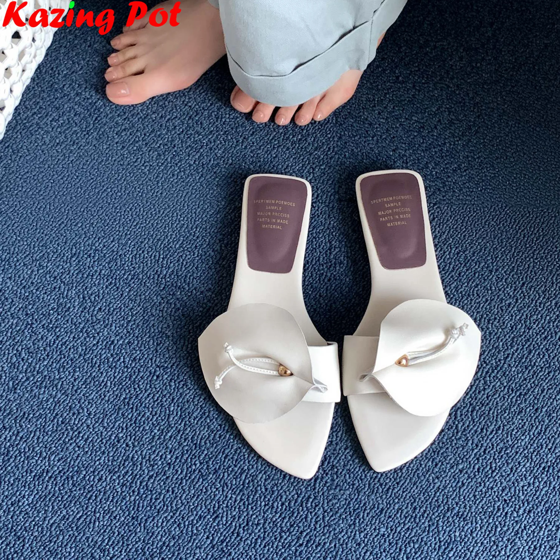 

Шлепанцы из натуральной кожи Krazing Pot, шикарные повседневные шлепанцы с открытой пяткой, летние сандалии, брендовые удобные роскошные дизайнерские уличные тапочки