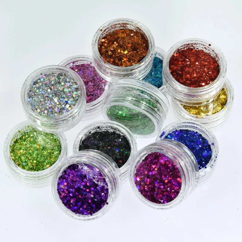 1Set=12jars Laser Holo Nail MIX Glitter Fine Sequins Manicure Holographic Patch Small Flakes Foe Nail Art Decor.SOFE'S 1289&2