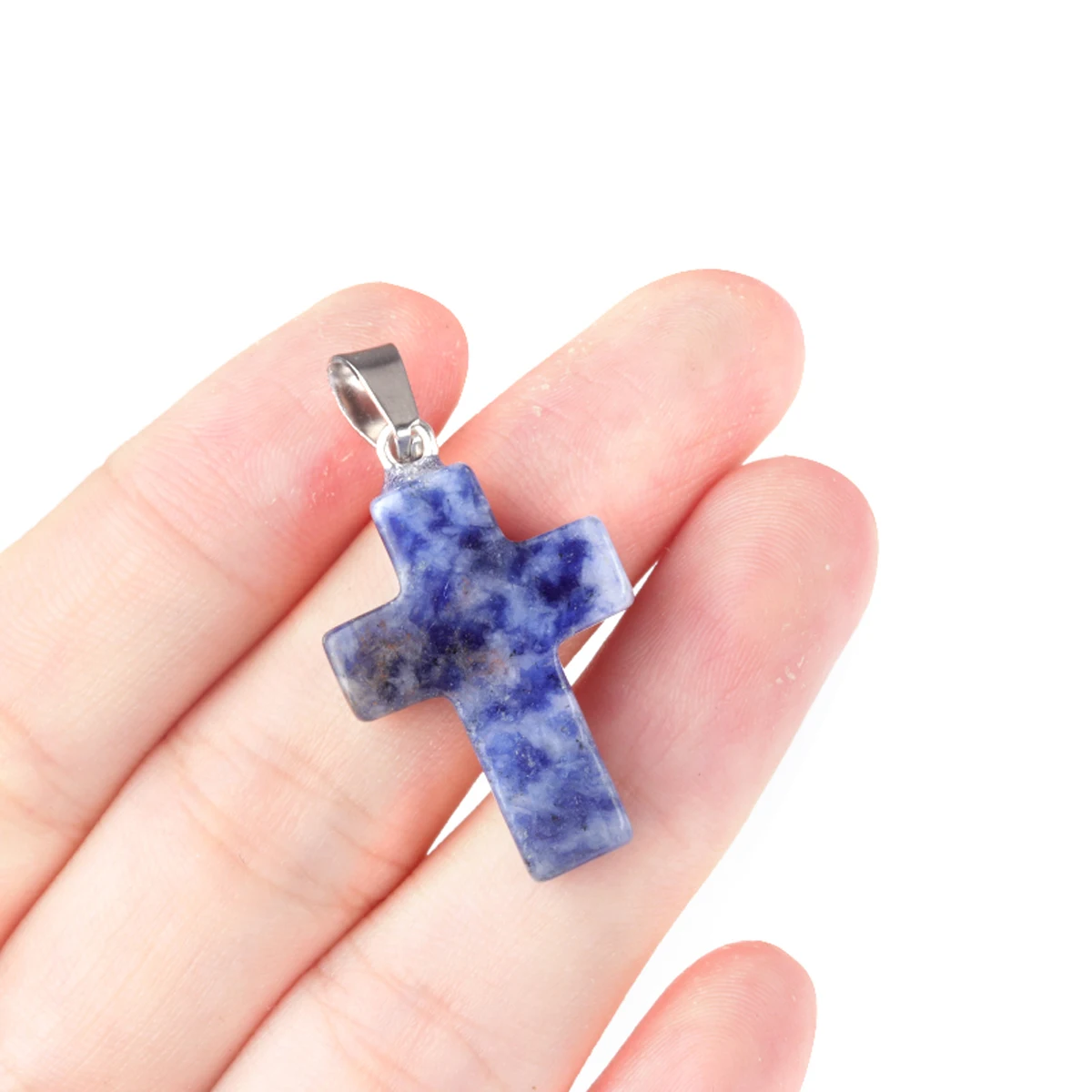 1pc 25x18mm Cross Shape Natural Stone Pendant Opal Amethysts Quartz Charms for Jewelry Making DIY Necklace Earrings Accessories