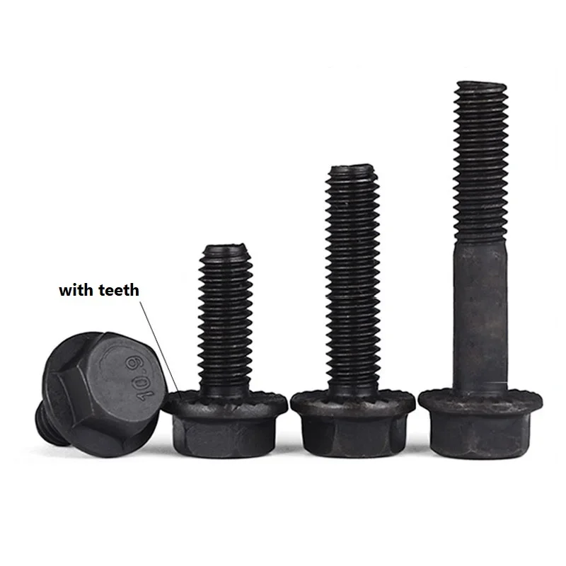 Black Grade 10.9 Carbon Steel Outer Hexagon Head Flange Cap Screws Hexagon Flange Bolt M5 M6 M8 M10 M12 M14 M16