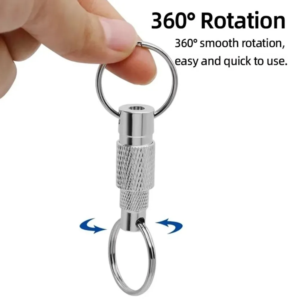 New Double Headed Quick Release Keychain 360° Rotation Retractable Clip Pull Apart Buckle Aluminum Alloy Mini Keys Fob EDC Tool