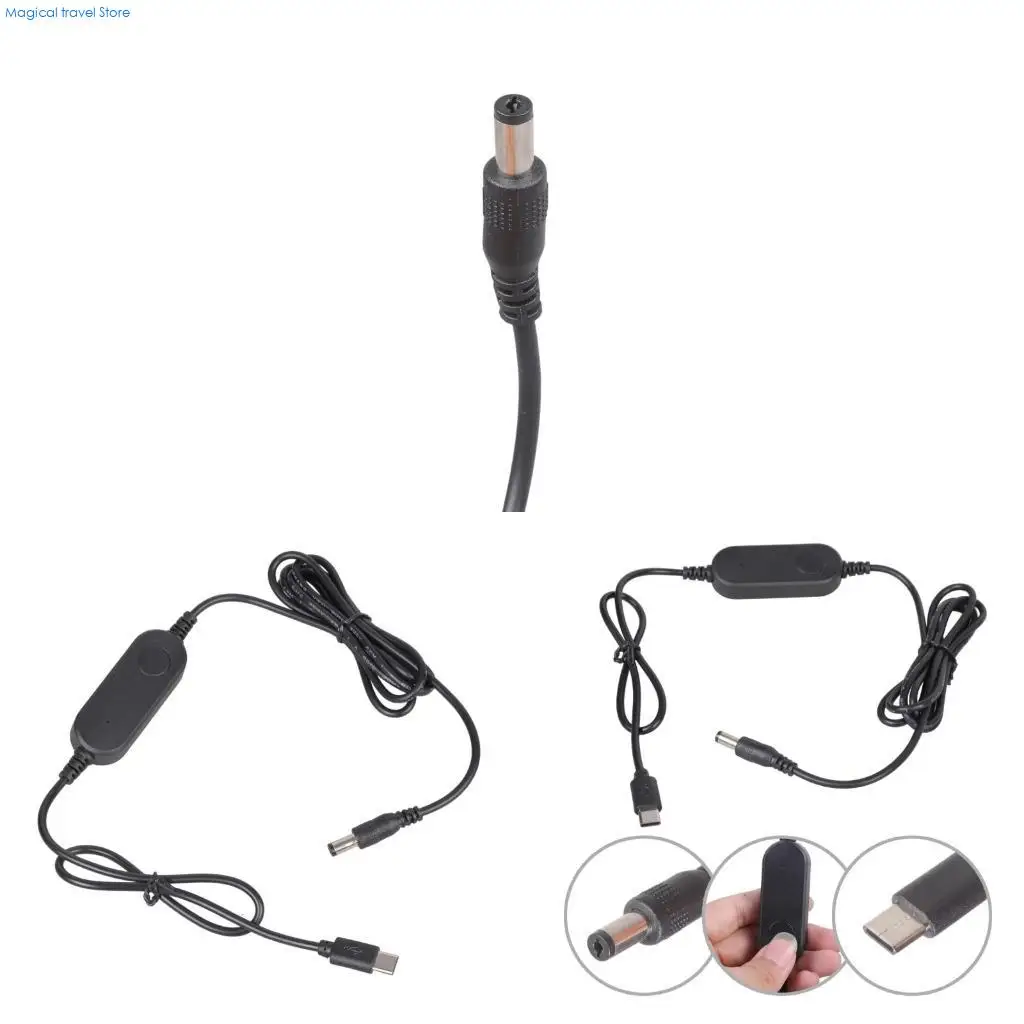 N2UB Adjustable USB C Voltages Converters Cable 12W Output DC5.5 Plugs for Electronic Gadgets