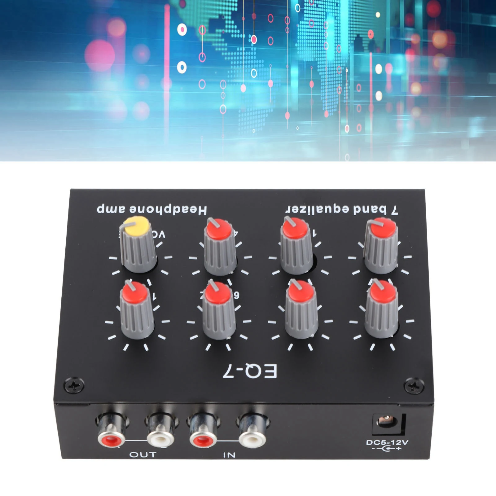 7 Band Equalizer 7 Band Car Sound Equalizer 7 Band Sound Equalizer 12dB High Bass Adjustment Dual Channel Digital Equalizer