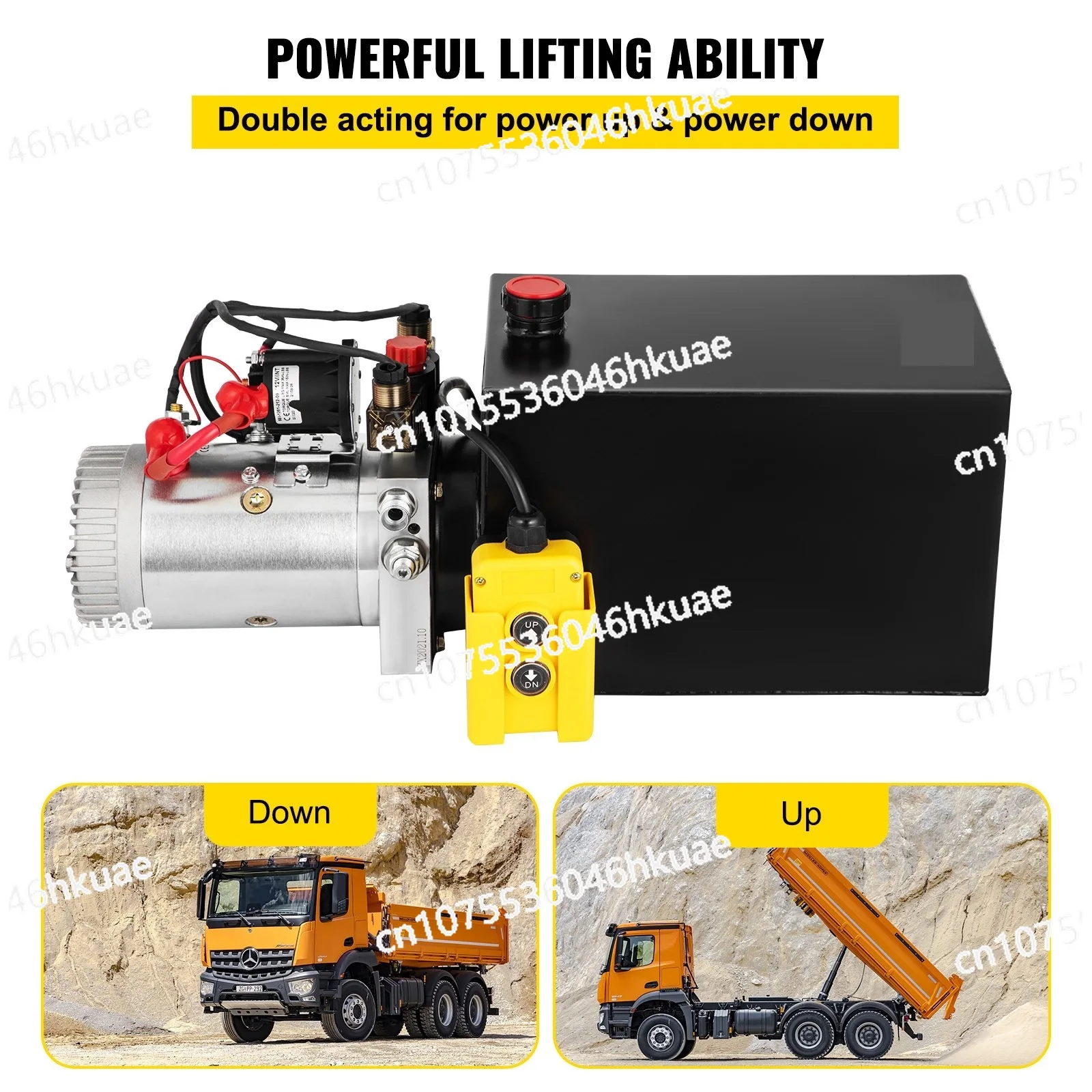 Unit 12V DC Dump Trailer Pump 3200 Psi Hydraulic Pump Double Action Hydraulic Power