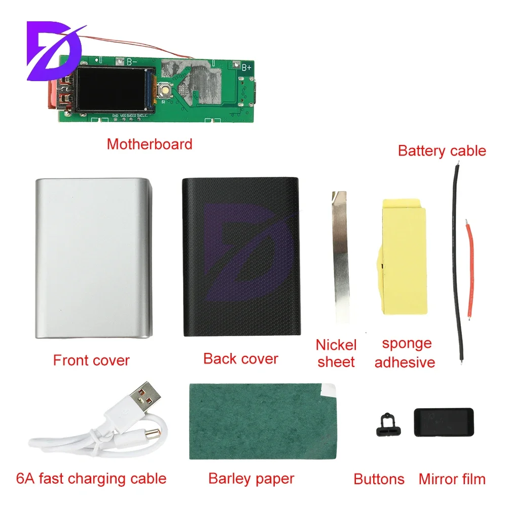 22.5W Fast Charging Module 0.96inch TFT Color Screen Digital Display DIY Power Bank Kit Battery Case Mini Compact Portable Power