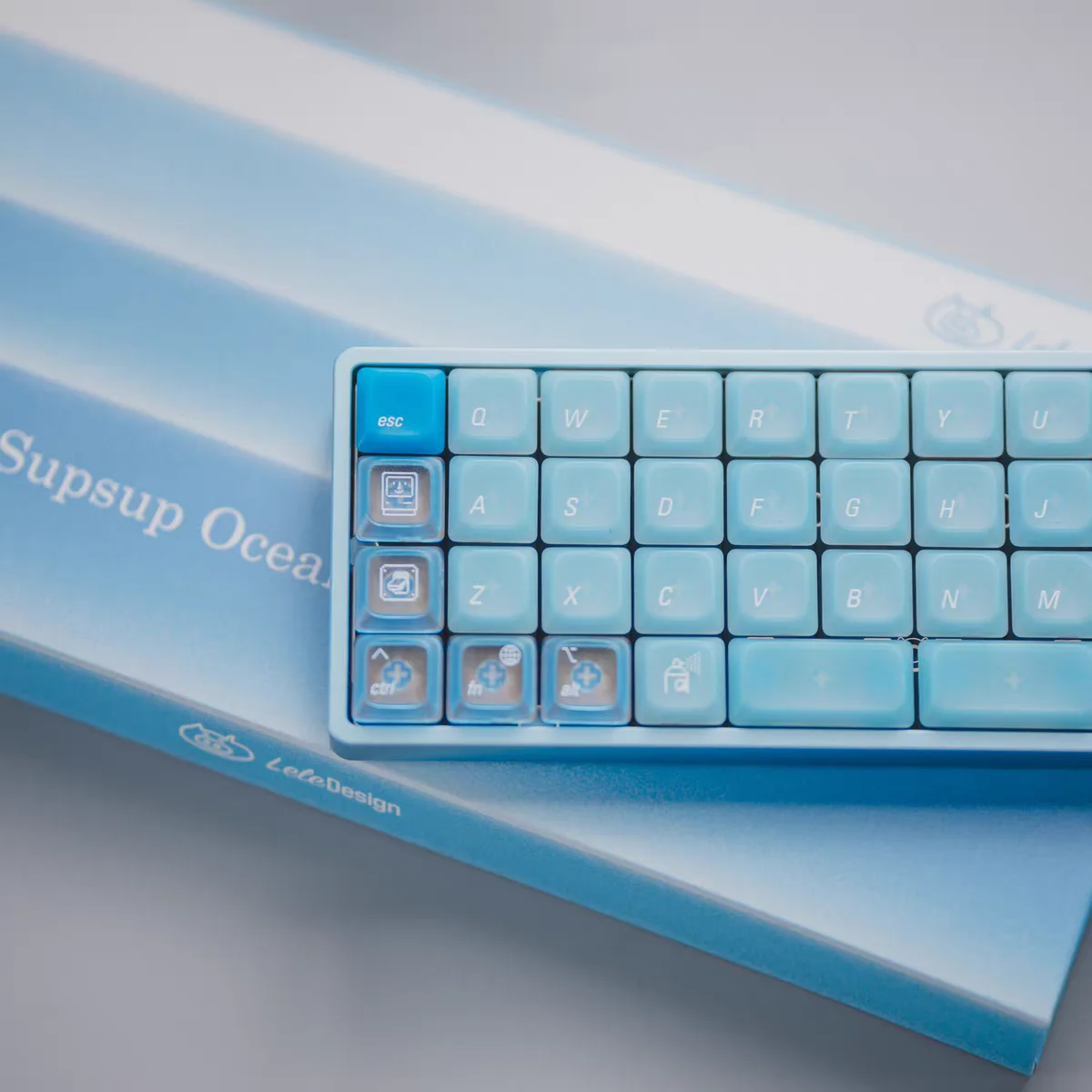 Lelelab Foggy Blue Low Profile Keycaps Set PC Keyboard Caps Custom Low Profile Keycaps for Mechanical Keyboard Accessories MX
