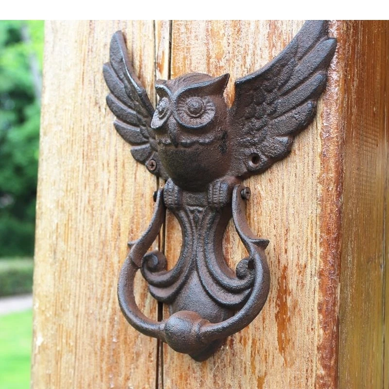 Retro Owl Door Handle Wall Hanging Decorative Hook Courtyard Pastoral Outdoor Decor Vintage Coat