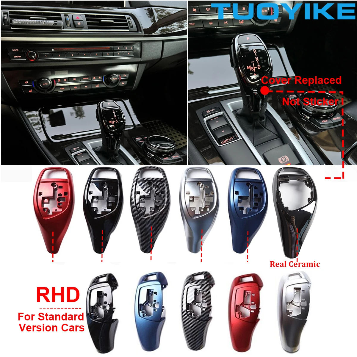 

RHD Right Hand Drive Car Gear Shift Lever Knob Cover For BMW M Sport F20 F22 F30 F35 F32 F36 F10 F18 F07 F06 F01 F02 X3 X4 F25