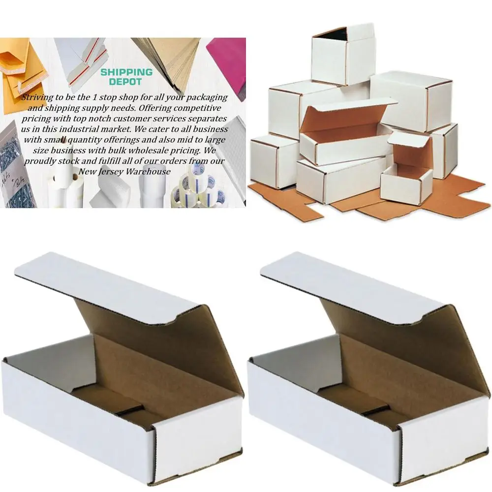 

Набор из 100 белых складных коробок из гофрированного картона, идеально подходящих для почтовых отправлений, переездов, хранения и организации.