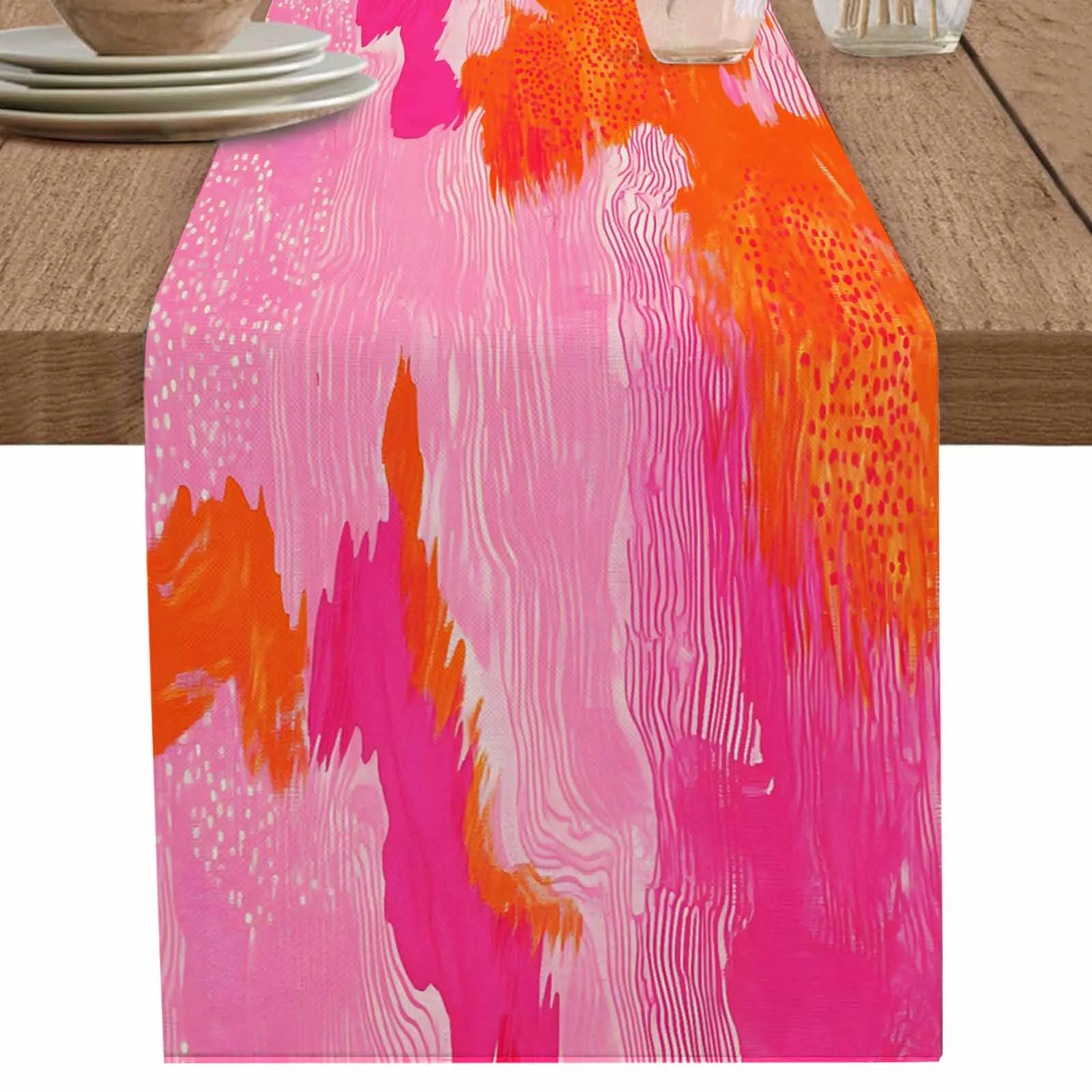 

Abstract Art Pink Gradient Table Runner Kitchen Decor Tablecloth Placemat Hotel Home Wedding Decor Table Runners