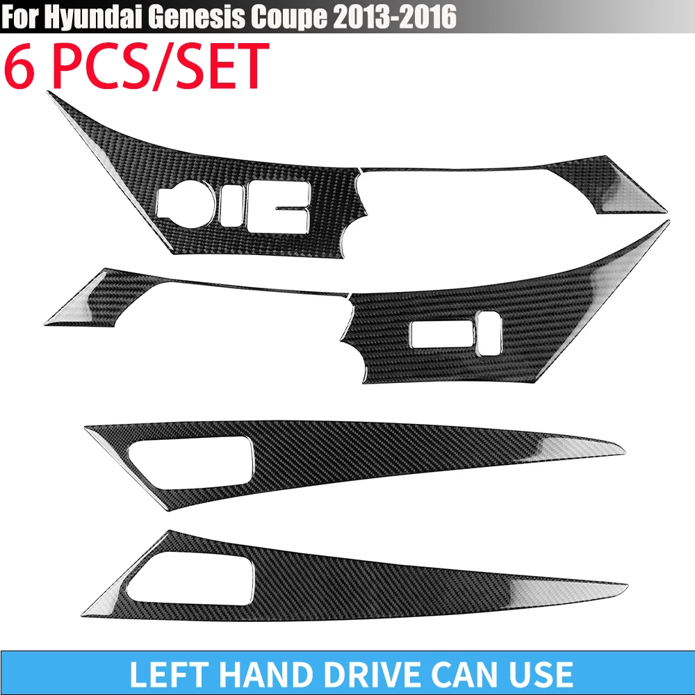 

For Hyundai Genesis Coupe 2013-2016 Carbon Fiber Window Lift Door Lock Decorative Panel Car Accessories Interior Cover Stickers