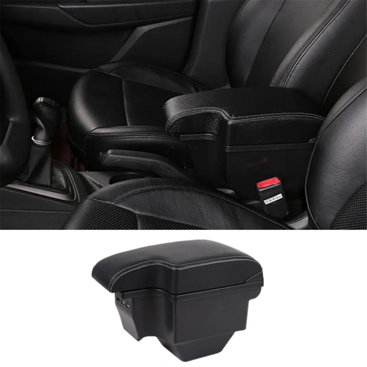 For MG ZS 2017-2022 Central Consoles Armrest Box with 3 USB Charger Armrest Storage Box Interior Accessories