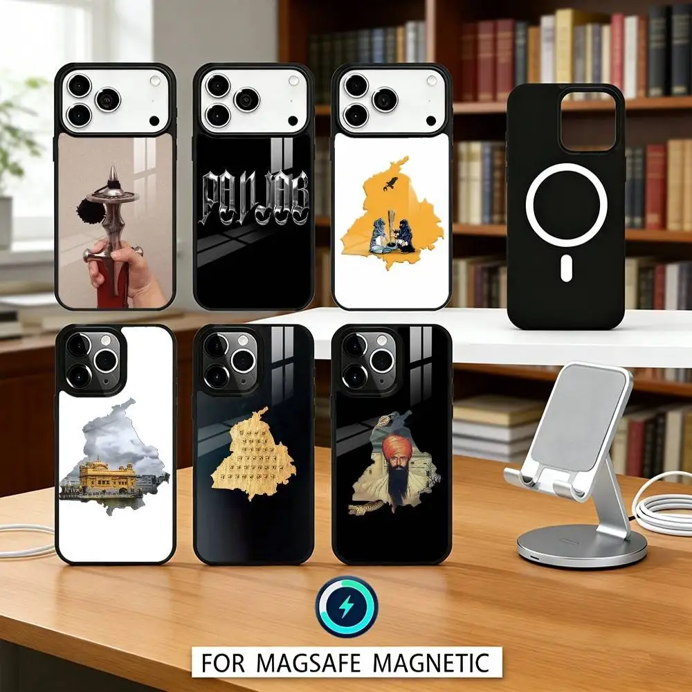 

A-Art P-Punjab M-Map Phone Case Magnetic For iPhone17 16 15 14 13 12 Pro Max For Magsafe Wireless Charging Cover