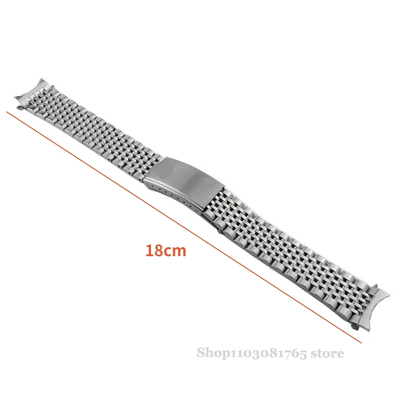 Correas de reloj de acero inoxidable sólido de extremo curvo para Omega Seamaster Speedmaster, pulsera de 18mm, 19mm y 20mm con cuentas de arroz