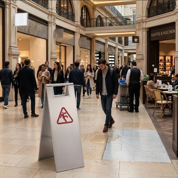 Panneau de signalisation pliable Attention Danger de glissement 22x28,5x58cm Acier inoxydable argenté double face anti-rouille Zones publiques Gastronomie Commerce Haut de gamme Choix populaire Référence du marché