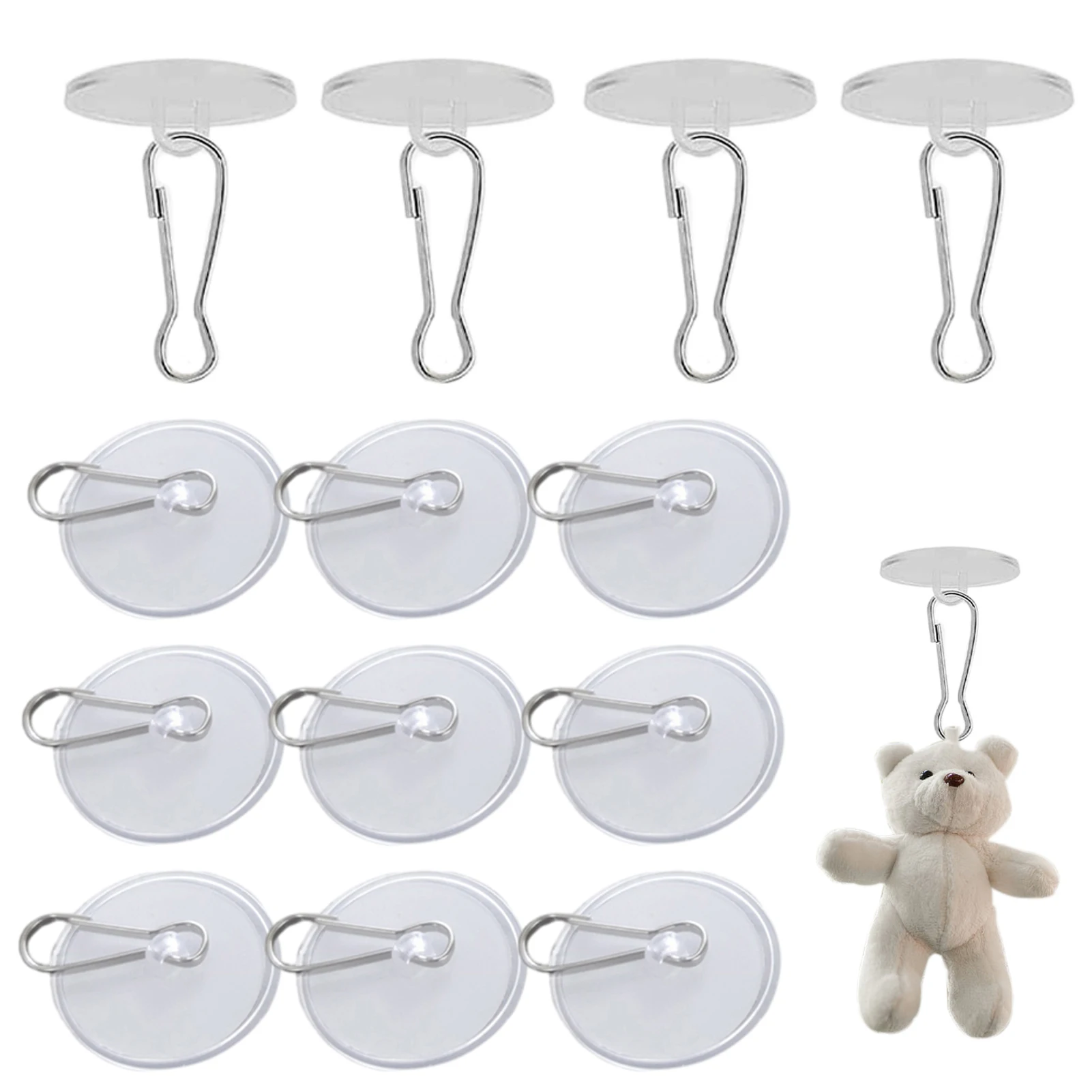 50pcs Kitchen Bedroom Lanterns Self Adhesive Ceiling Hook with Flag Pole Clip Home Wall Storage Hanging Hook Plush Toy Hanger