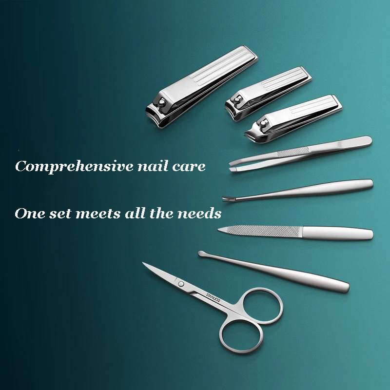 Set tagliaunghie in acciaio inossidabile, forbici per tagliare le unghie domestiche, strumenti multifunzionali per nail art, set completo di tagliaunghie