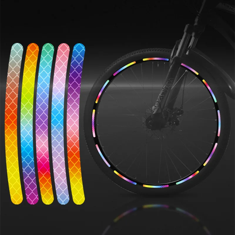 20 Stück Fahrrad-Reflektoraufkleber für Fahrradräder, Regenbogen-Rot-Weiß-Aufkleber für Auto, Motorrad, Nacht-Sicherheitswarnaufkleber – Detail 1
