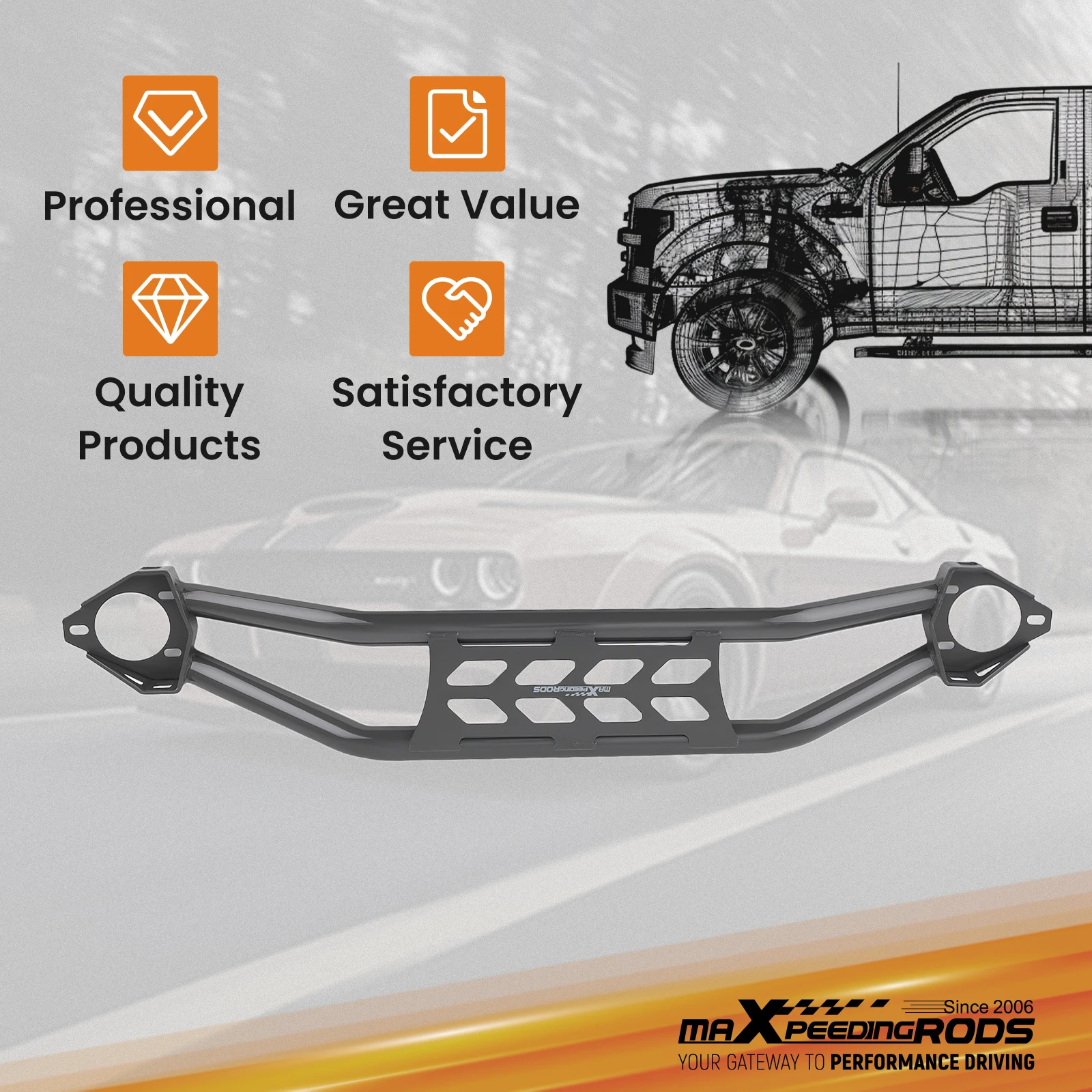 Upper Strut Tower Brace Bar for Chrysler 300 5.7L Hemi 2011-2024 New Kit