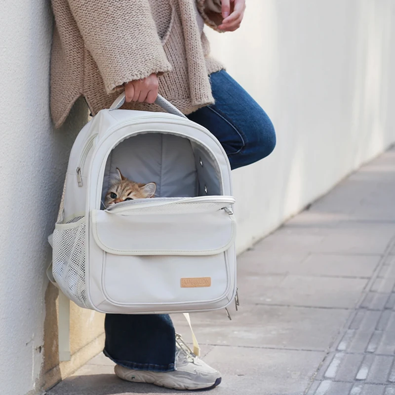 Portable Cat Backpack Large Capacity Breathable Dog Holder Outdoor Pet Space Cabin Spacious Travel Ventilated Exterior