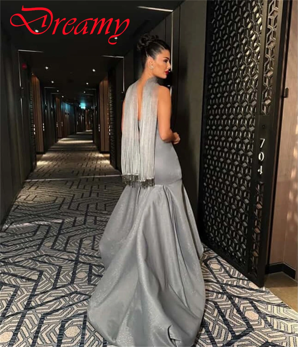 Customized Exquisite silver Satin Evening Dress Delicate Strapless Spaghetti Straps Cocktail Dress Modern Special Occasion Gowns