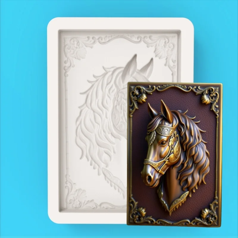 Classical Relief Molding Mold Luxurious Pegasus and Floral Border Design Silicone Mold for Chocolate Making
