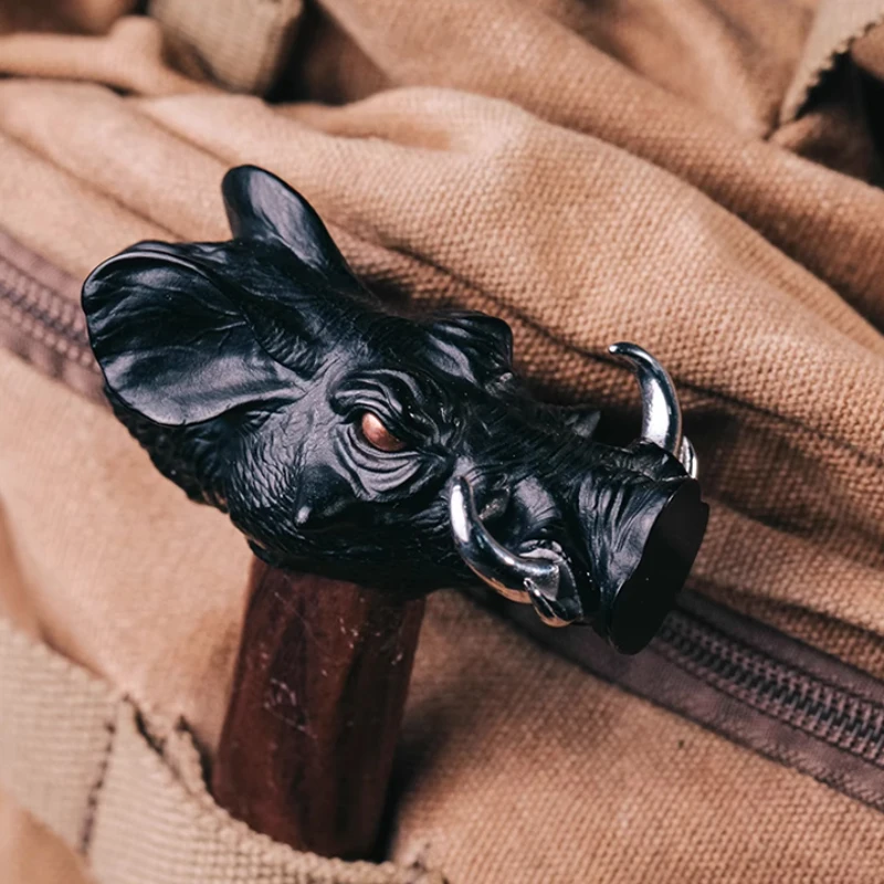 

Outdoor Portable EDC Retro Wart Pig Head Stainless Steel Hammer Wild Boar Bottle Opener Window Breaking Hammer Ornament