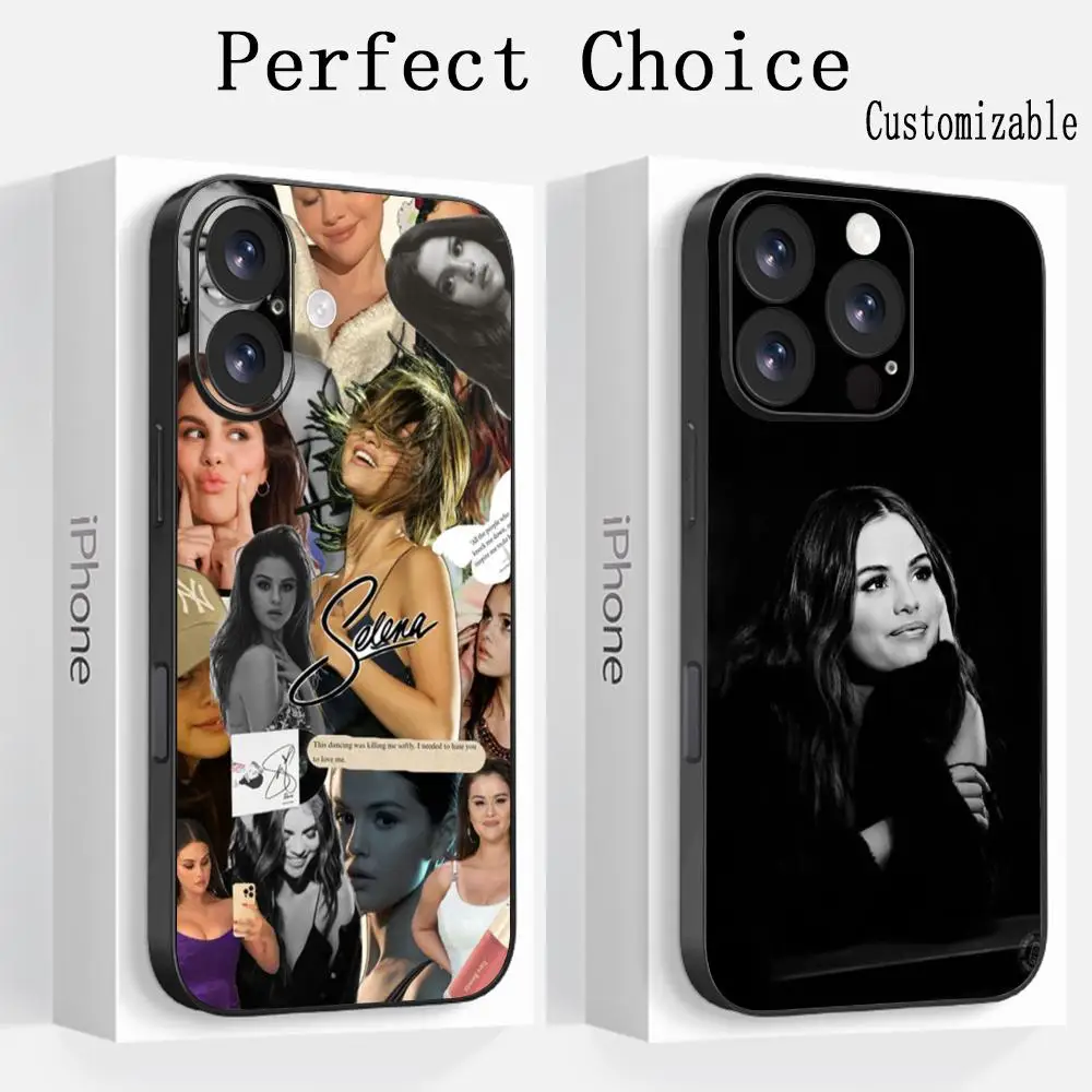 Rainha selena gomez padrão ins caso de telefone para iphone 16 15 14 13 12 11 plus mini pro max limitado macio preto à prova de choque capa
