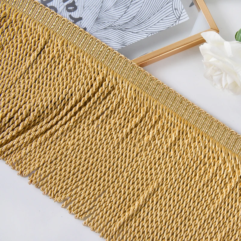 12 Yards Gold Bullion Fringe Trim Home Decorative Curtain Twisted Tassel Fringe for Sewing DIY Sofa Flag Fringe Accessories