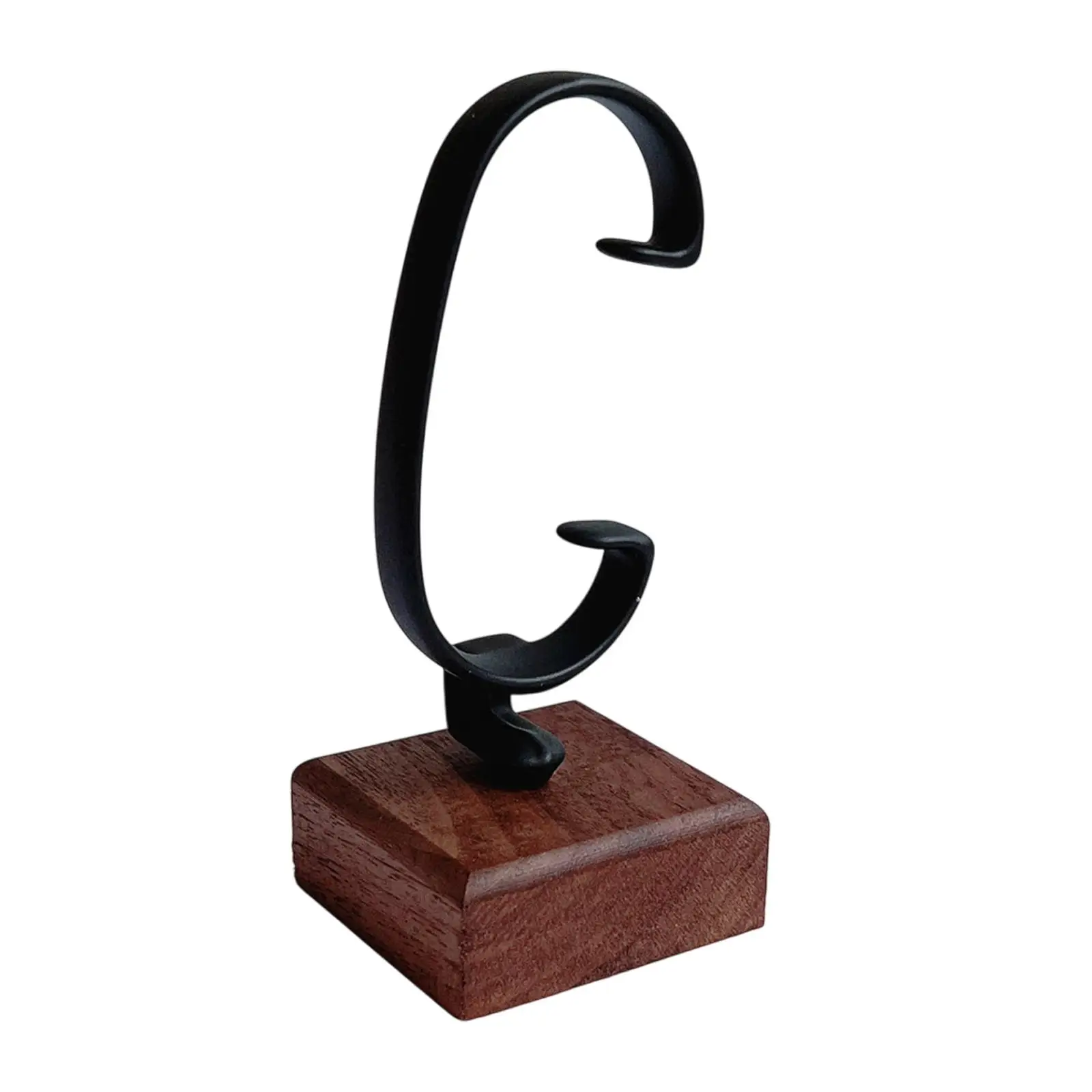 C Shaped Watch Display Stand Wrist Watch Holder Sleek Wooden Base Wristwatch