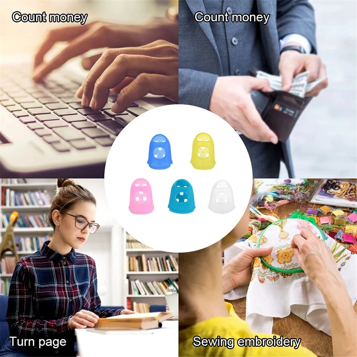 Miwayer 10 PCS Protectores de dedos de guitarra Protectores de dedos de silicona 5 tamaños