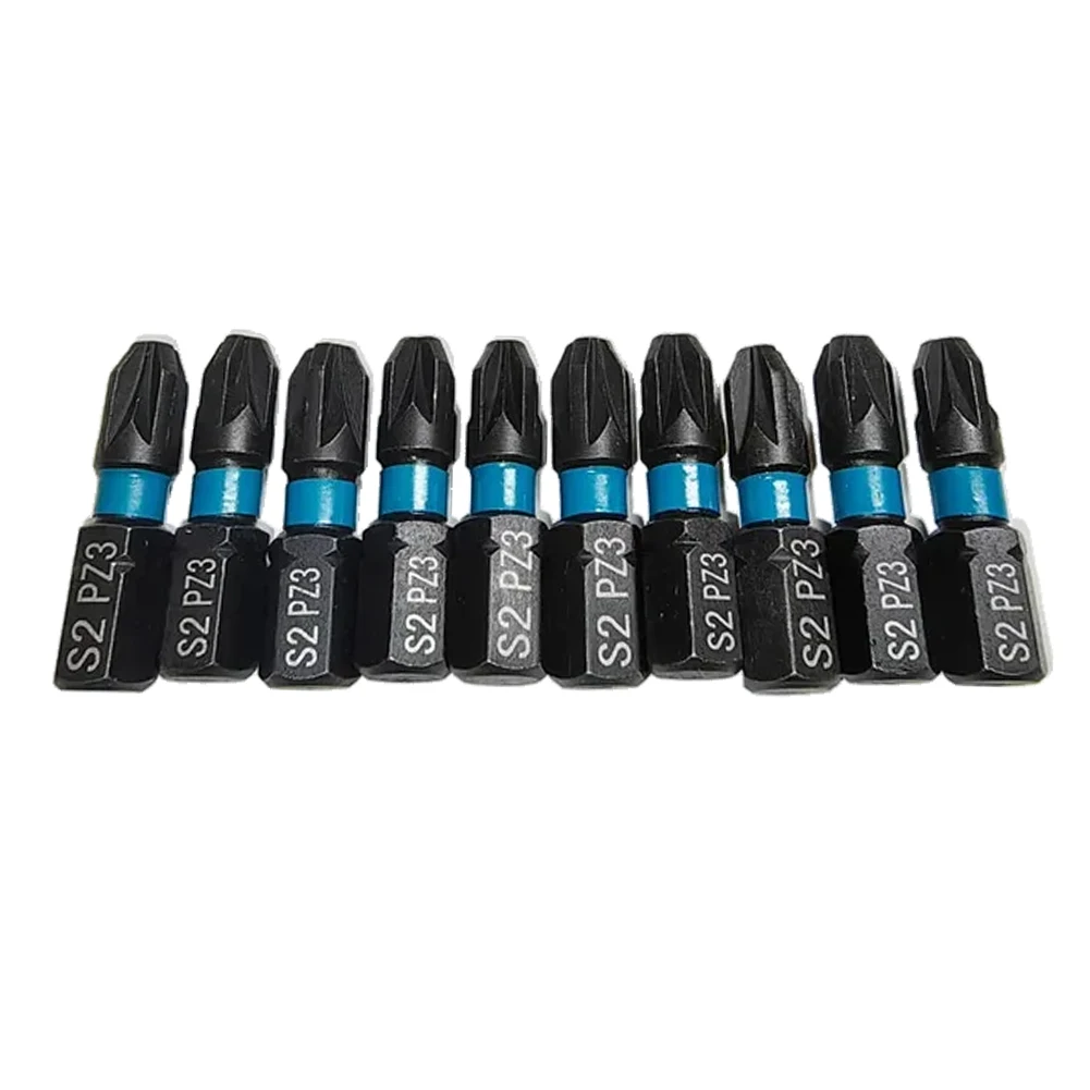 10pcs 25mm Magnetic Electric Screwdriver Bit Magnetic Batch Head Power Tool Accessories For PZ1 For PZ2 PZ3