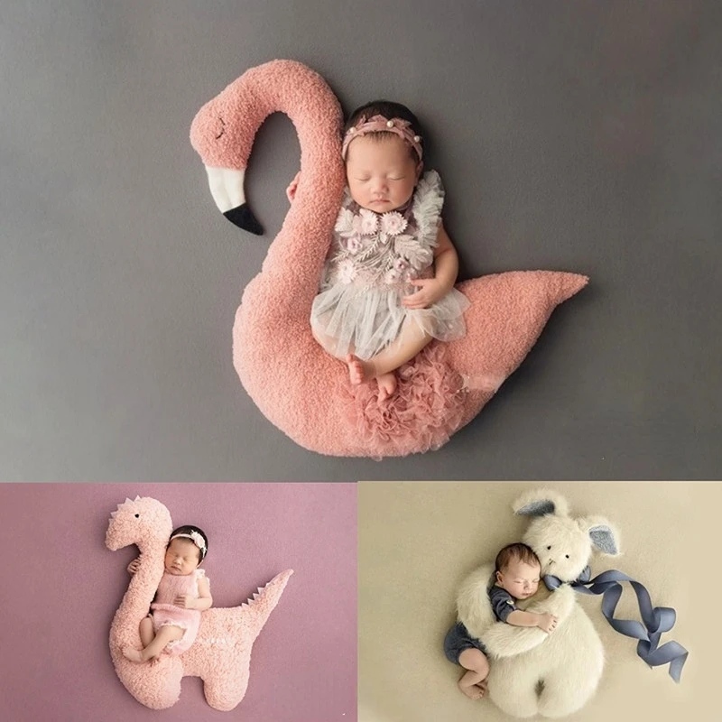 

Newborn Baby Photography Props Animal Bunny Flamingo Doll Posing Pillow Photo Cushion Photography Mat