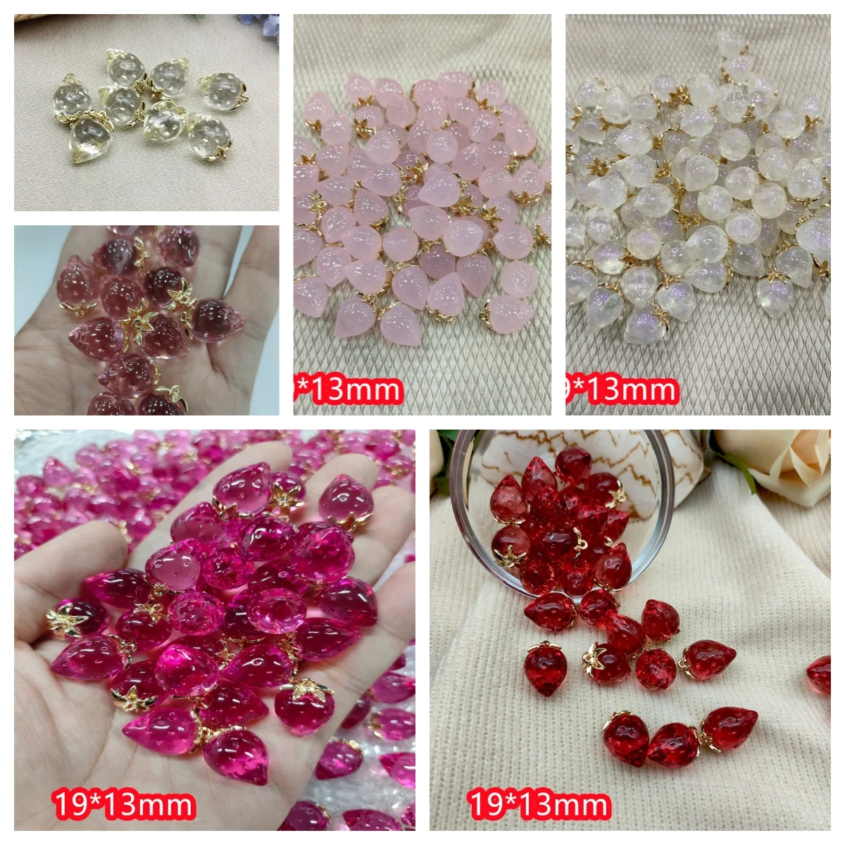 Min order 20pcs/lot color print cartoon Strawberry shape resin dolls beads with alloy hanger charms diy jewelry accessory