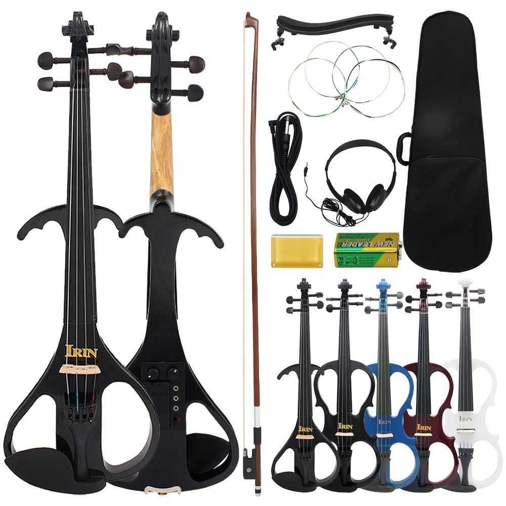 

IRIN 4/4 Electric Violin Fiddle Student Beginners Solid Violin Starter Kit Stringed Instrument with Case Bow Audio Cable Strings