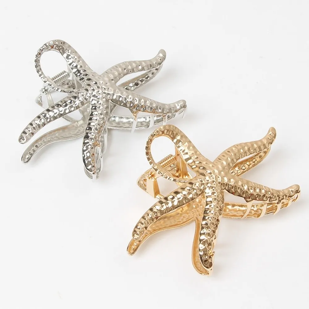 

Fashion Ocean Style Starfish Hair Claw Clip Gold Textured Large Hair Clip Metal Hair Grips Headdress