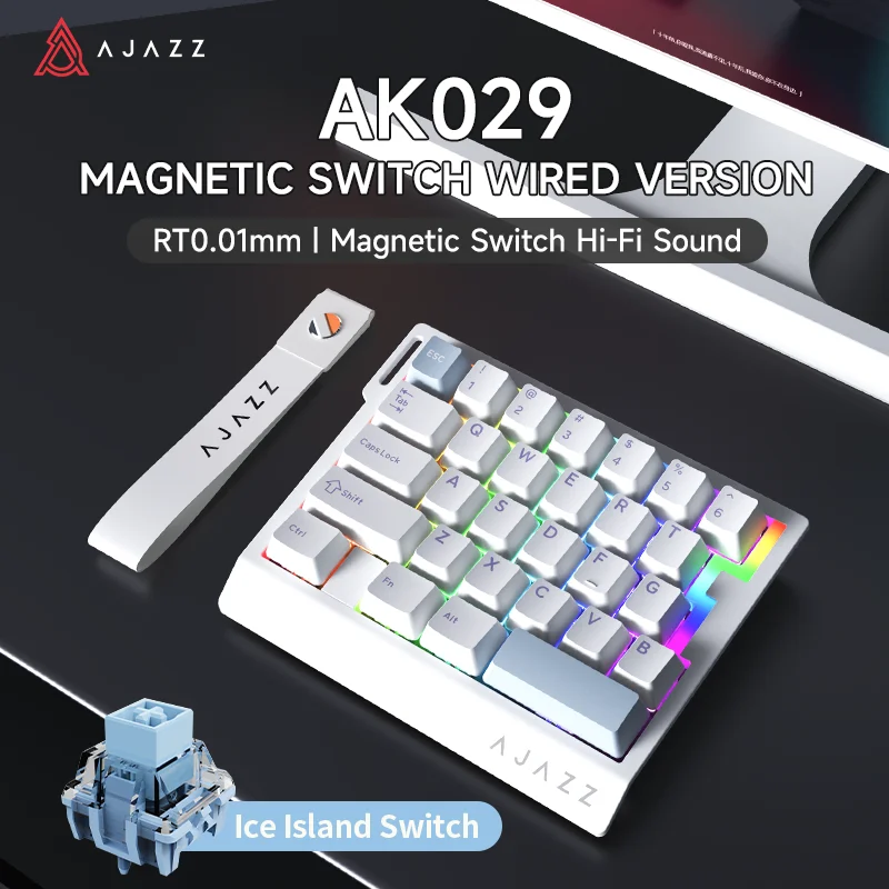 AJAZZ AK029 Bedraad professioneel gamingtoetsenbord, 29-toetsen lay-out met 20 RGB-lichteffecten, volledig hot-swappable, gevlochten kabel