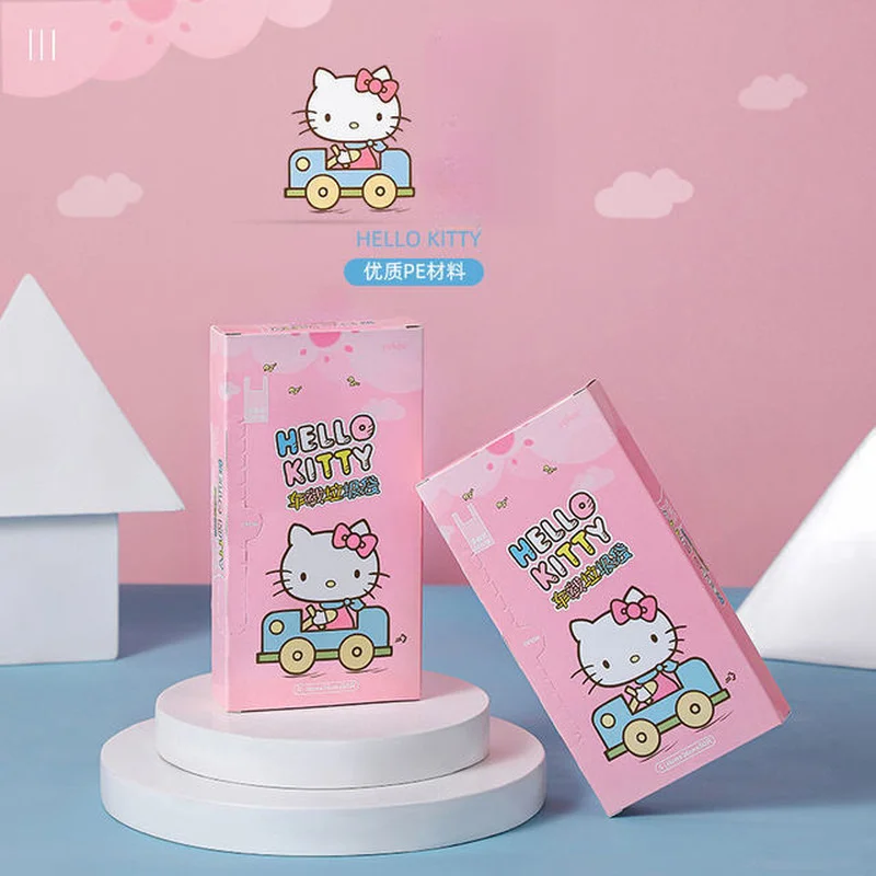 Hello Kitty Kulomi Household Cleaning Supplies - Cartoon-Printed Trash Bags for Home and Car Use - Suitable for Car Interiors