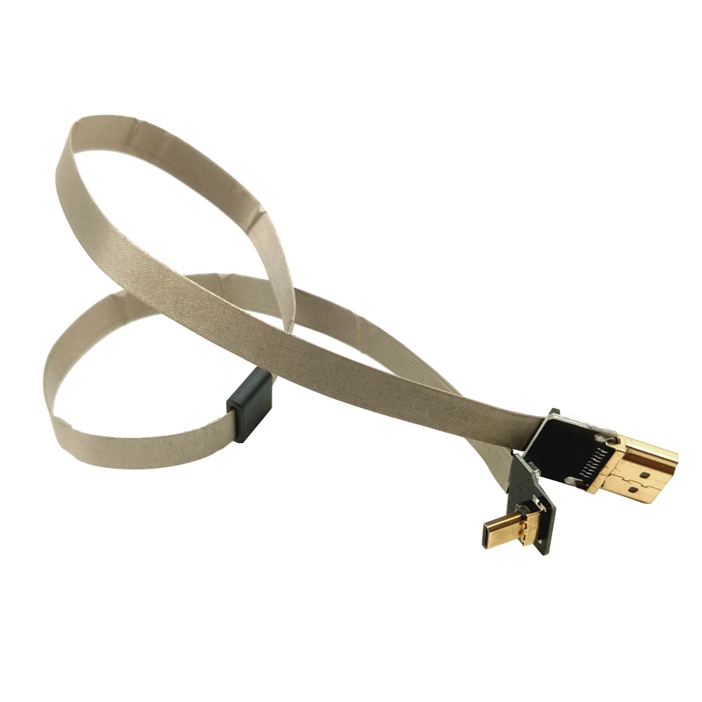 Folha de alumínio Flat Cable, Cabo liso macio de alta definição, Suporte para câmera aérea, Micro DSLR padrão HDMI para vídeo Micro HDMI