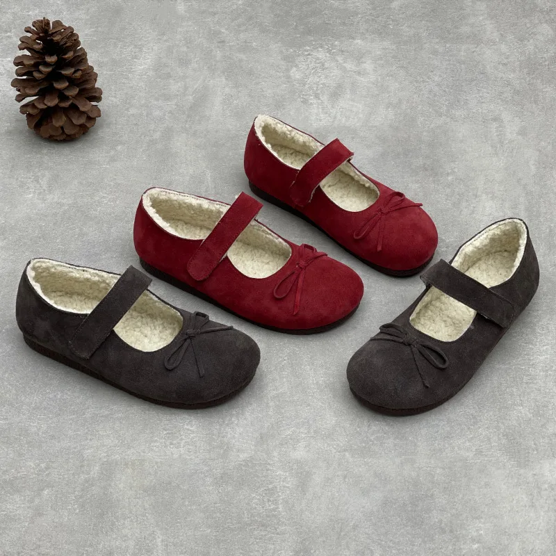 

Frosted cowhide flat bottom women's shoes for winter warmth, furry shoes
