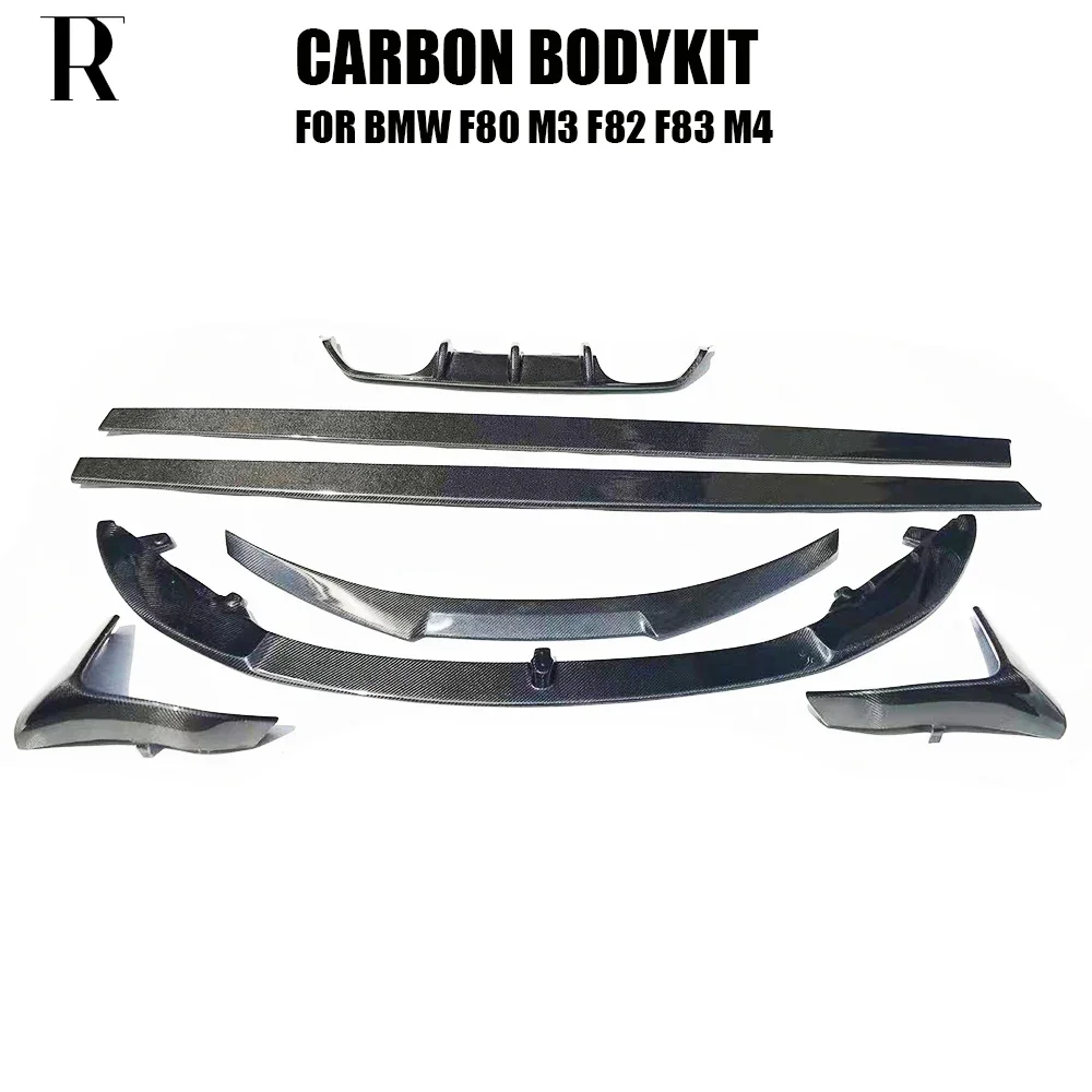 Carbon Fiber Front Bumper Lip Rear Diffuser Spoiler Side Skirt for BMW F80 M3 F82 M4 & F83 Convertible Car Styling Bodykit