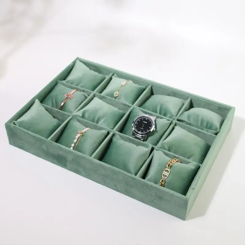 12 Grid Bracelet Watch Premium Pillow Plate 35*24cm Velvet Earnail Pendant Jewelry Display Tray