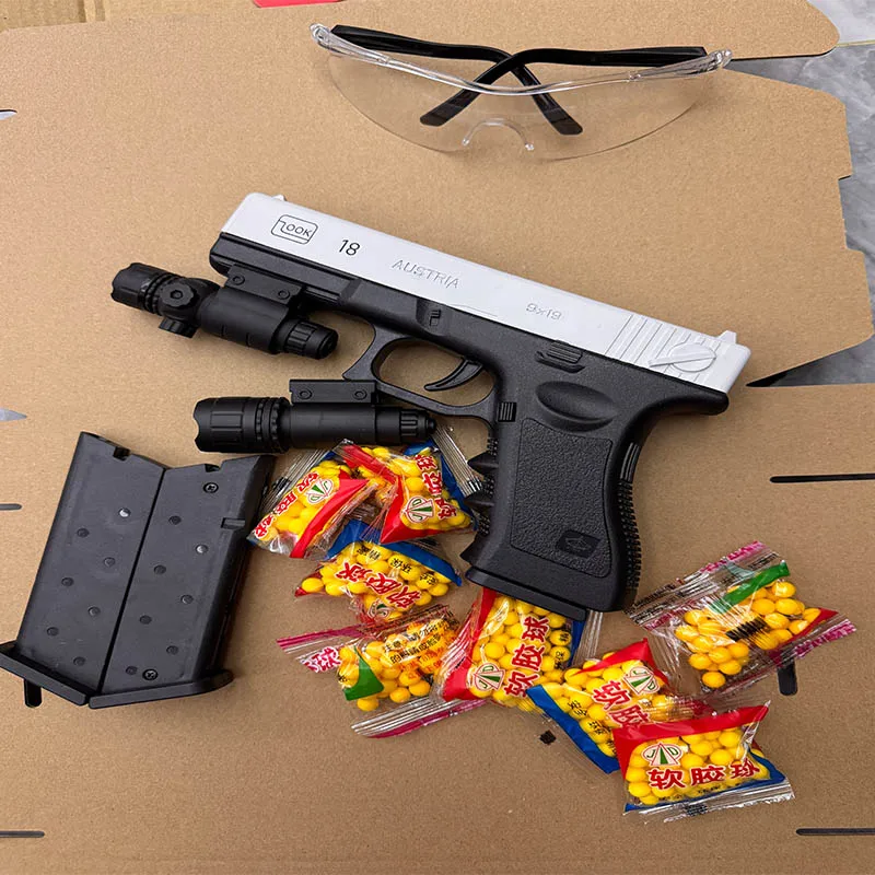Manual Pulling Bolt G18 Shooting Pistol Toy Gun Shock Wave Model Prop Adult and Children Outdoor CS Game Toy