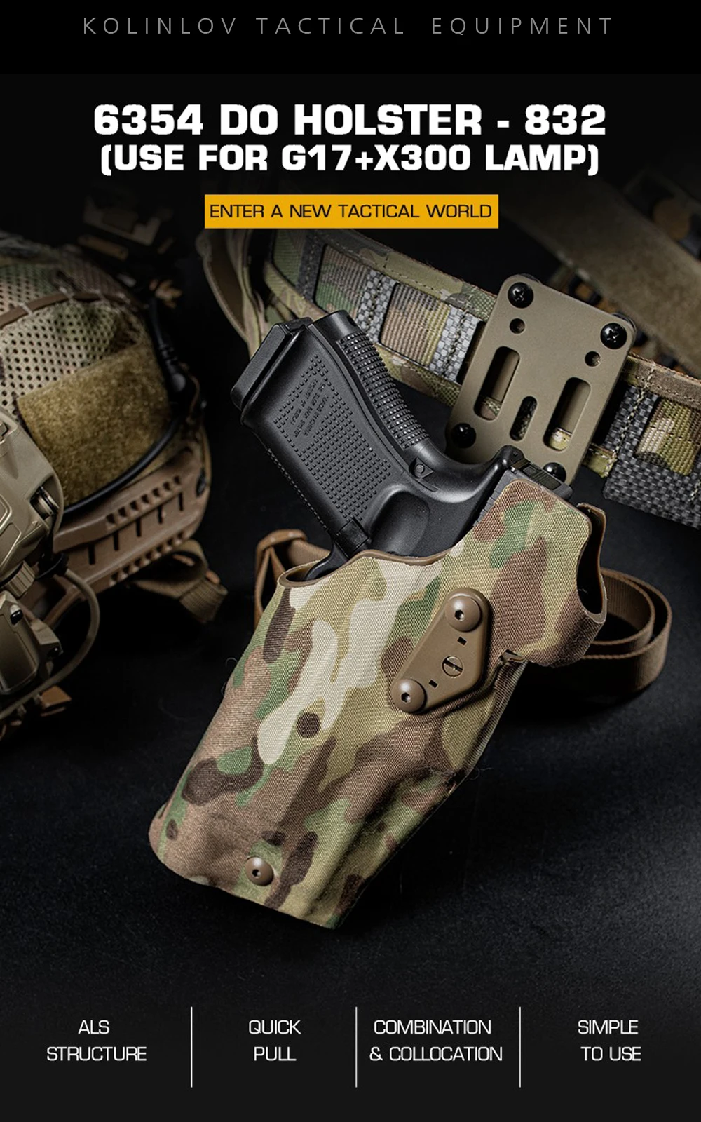 6354DO Tactical Holster for Glock 17 with X300/X300U Surefir Ultra