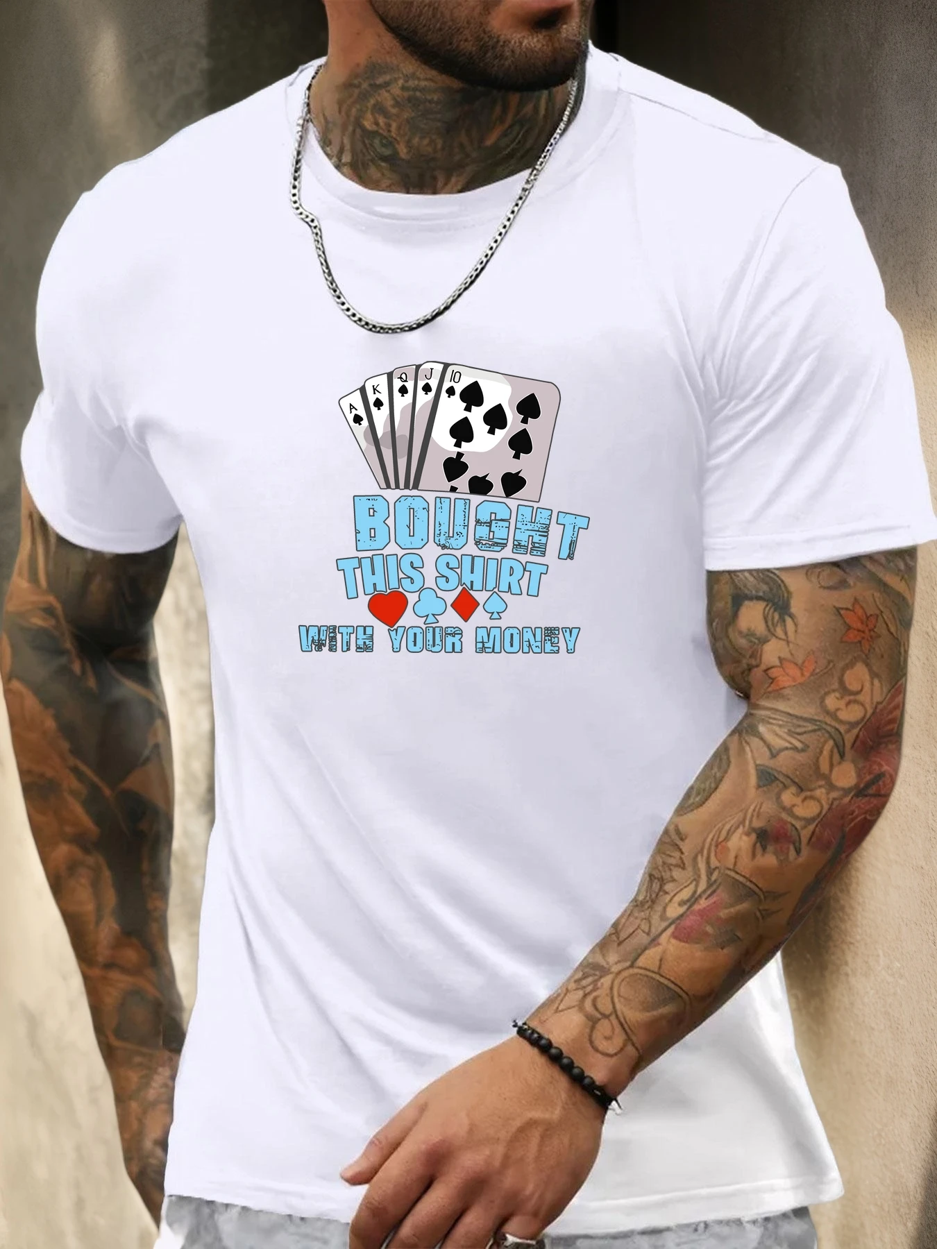 Street Fashion Quotes - Kaos Pria Vintage Poker Straight Card
