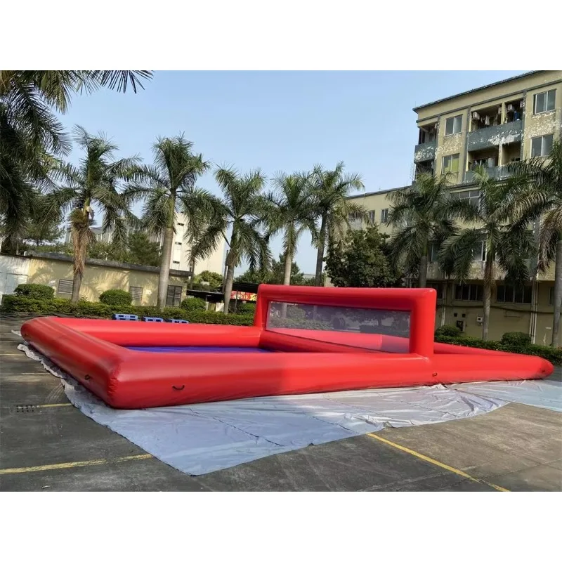 2026Popular campo de voleibol de agua inflable cancha de tenis inflable portátil eventos deportivos de voleibol para equipos al aire libre